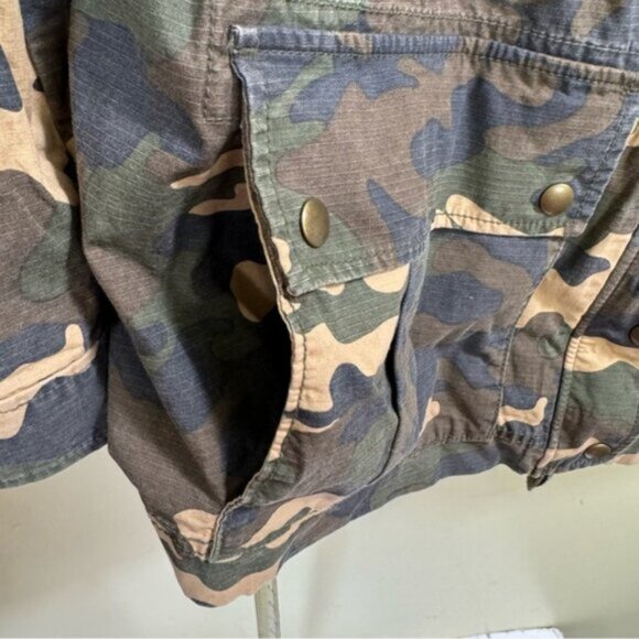 GAP NEW Utility Cotton Military Camo Jacket Pockets Zip Drawcord Lightweight XL - Picture 11 of 16